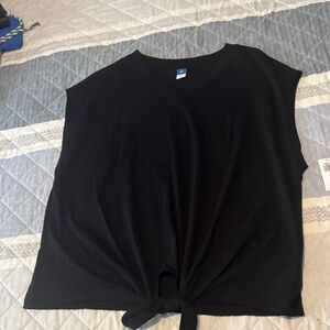 Women's Black Old Navy Top with Tie Front sz Large Tall NWT